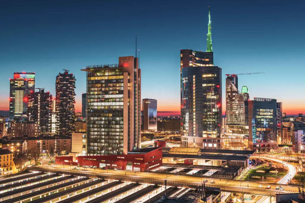 Milan, Italy with Modern High Rises in Porta Nuova