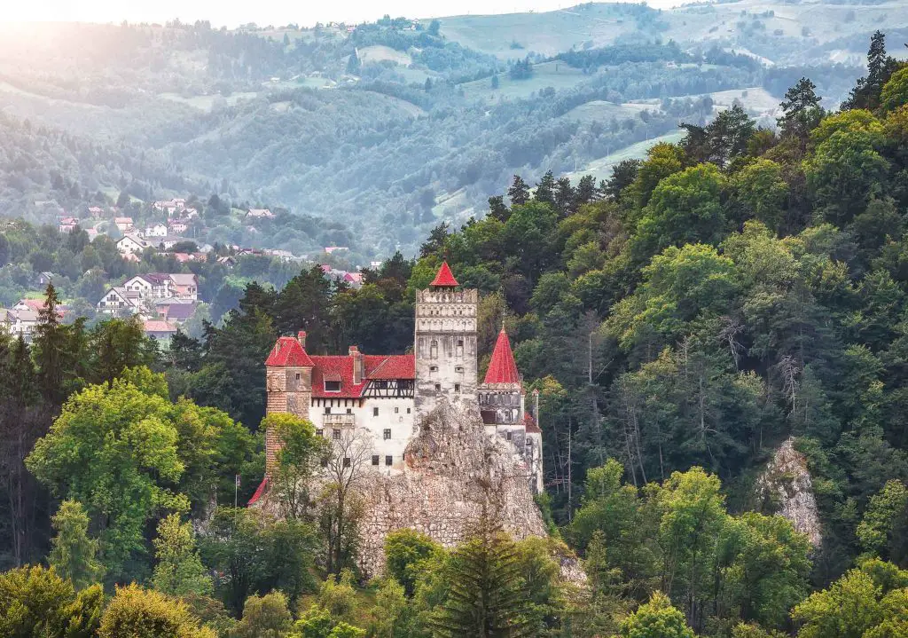 Landscape with medieval Bran castle known for the myth of Dracul